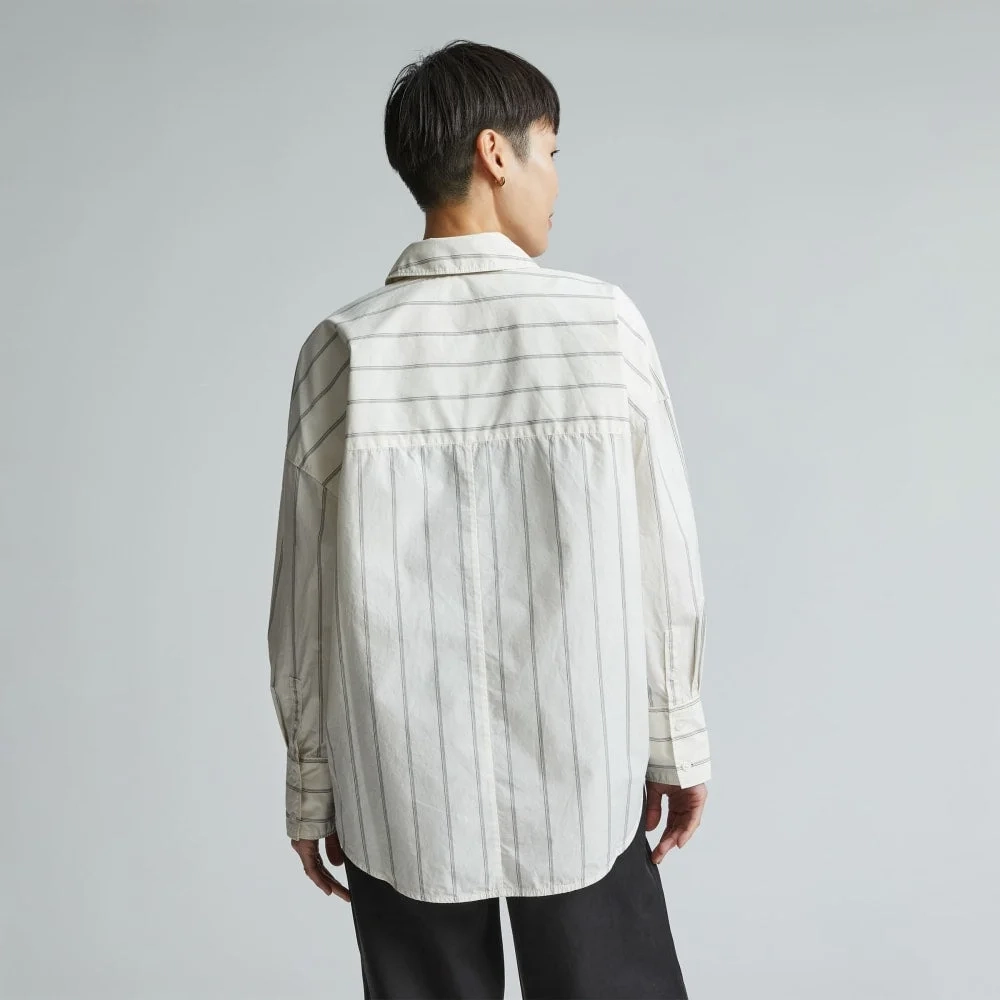 The Oversized Poplin Shirt | Black / Canvas Tan (3)
