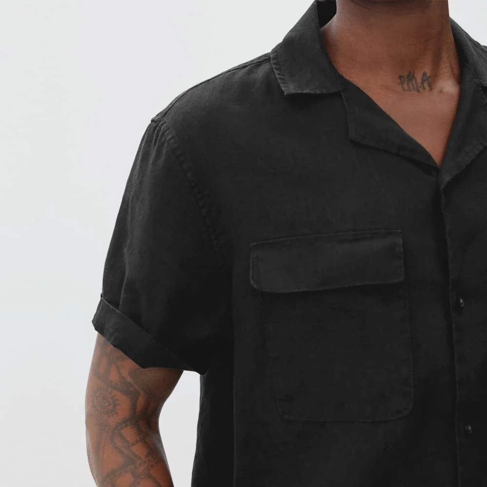 The Resort Shirt in Linen | Black (2)
