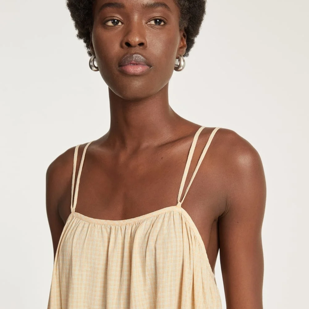 The Billow Tiered Maxi Dress | Orange Plaid (2)