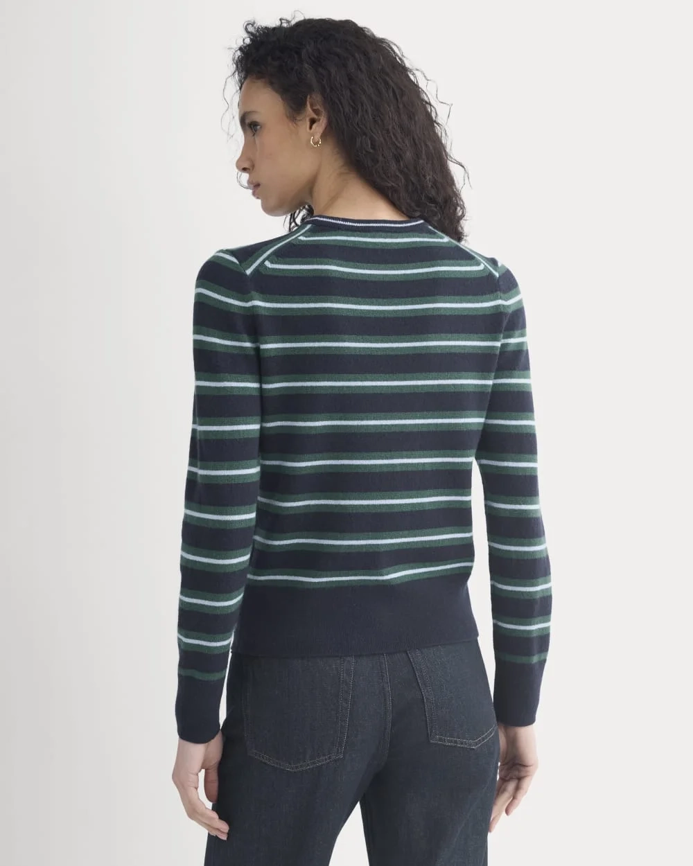 Cashmere Slim Crew Sweater | Hunter Green/Open Air Blue (4)