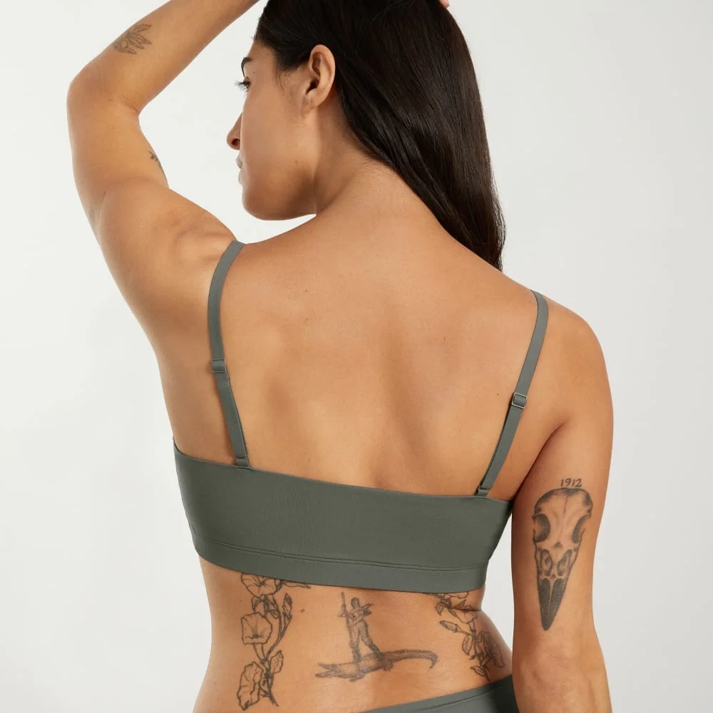 The Invisible Square-Neck Bralette | Pewter Green (4)