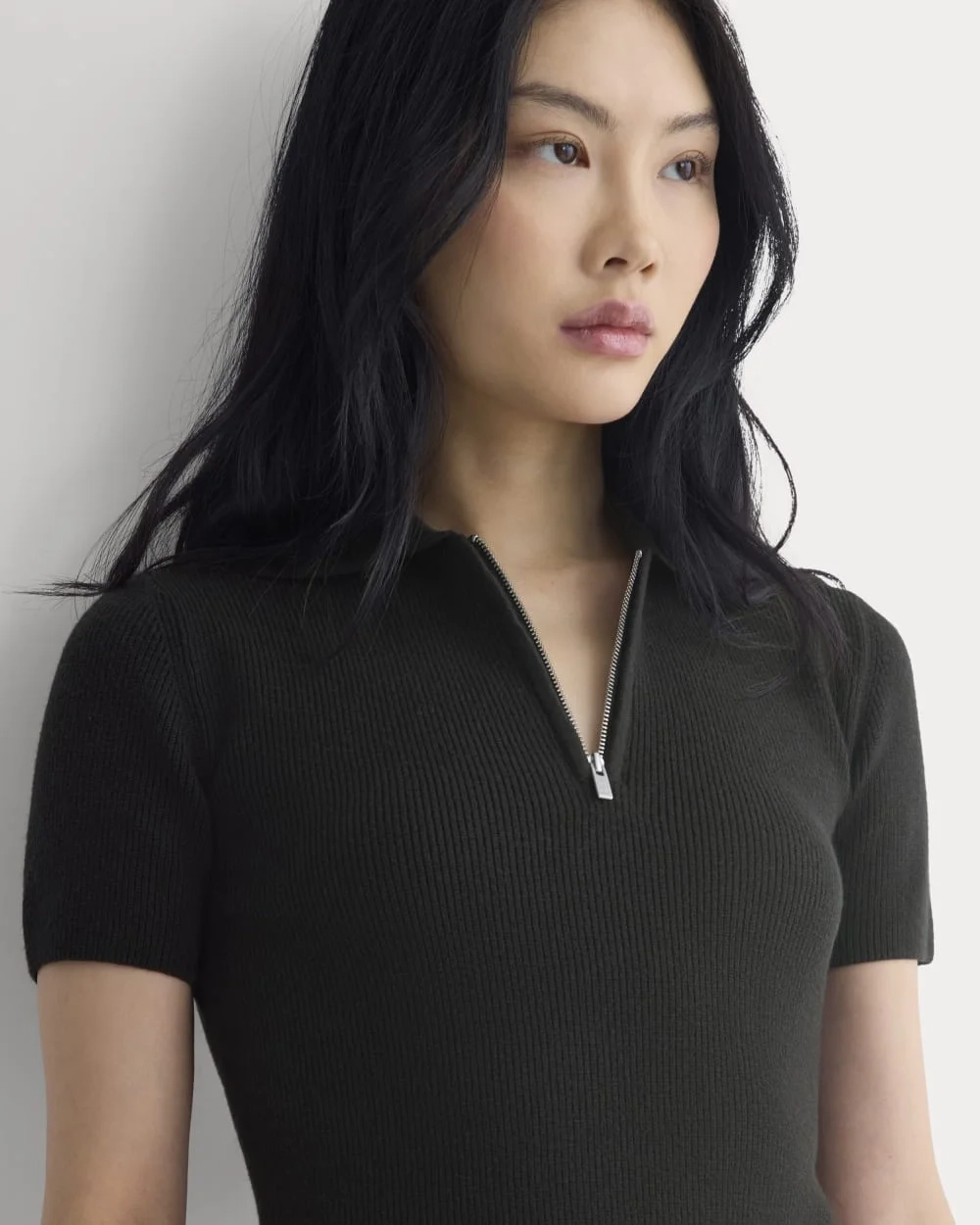 Knit Quarter-Zip Polo | Black (3)