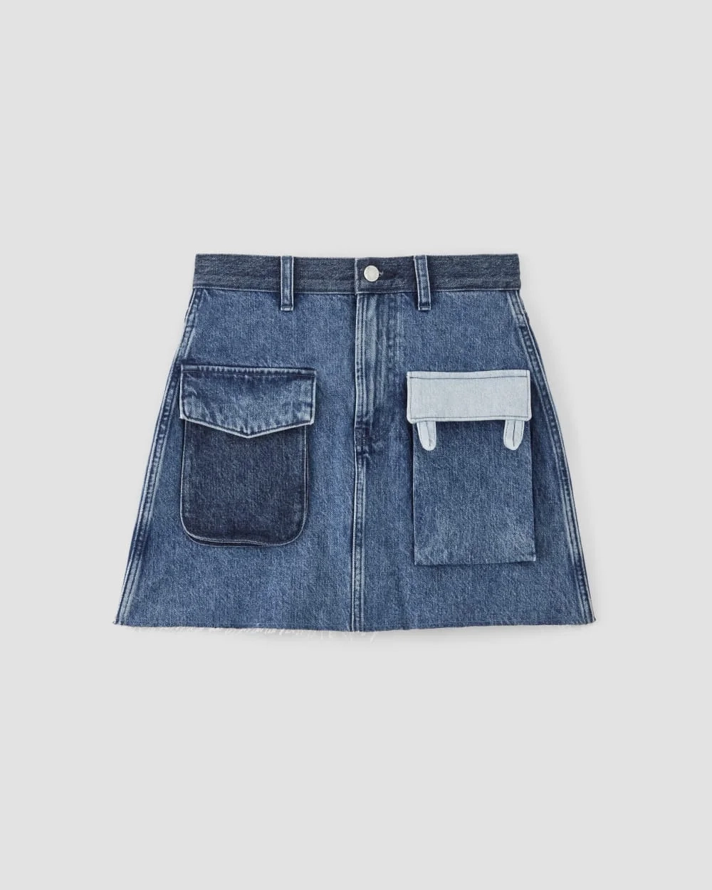 The Everlane x Marques' Almeida Denim Patchwork Mini Skirt | Diamond Blue (4)