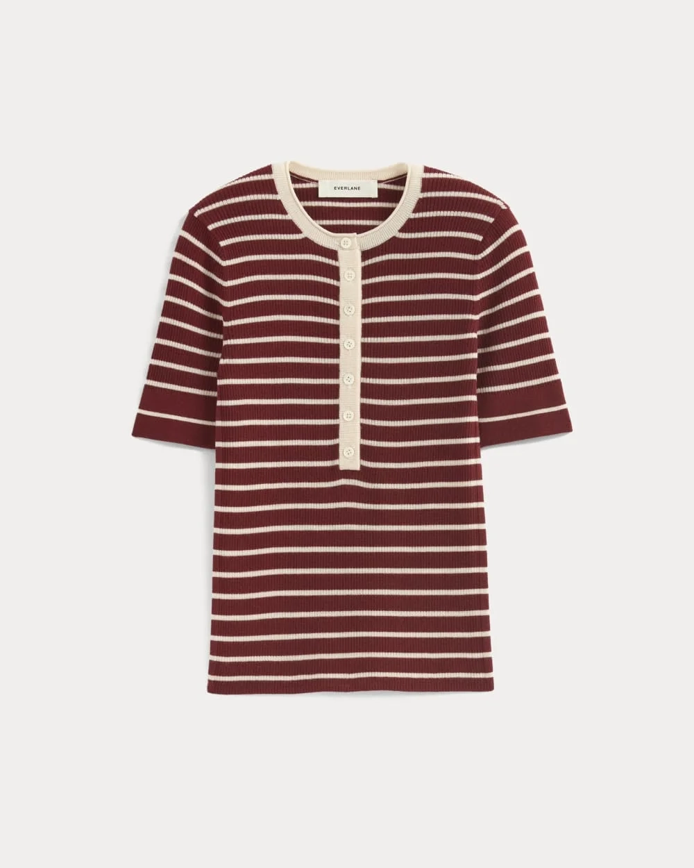 The Short-Sleeve Henley in Ultrasoft Merino | Merlot / Parchment (3)