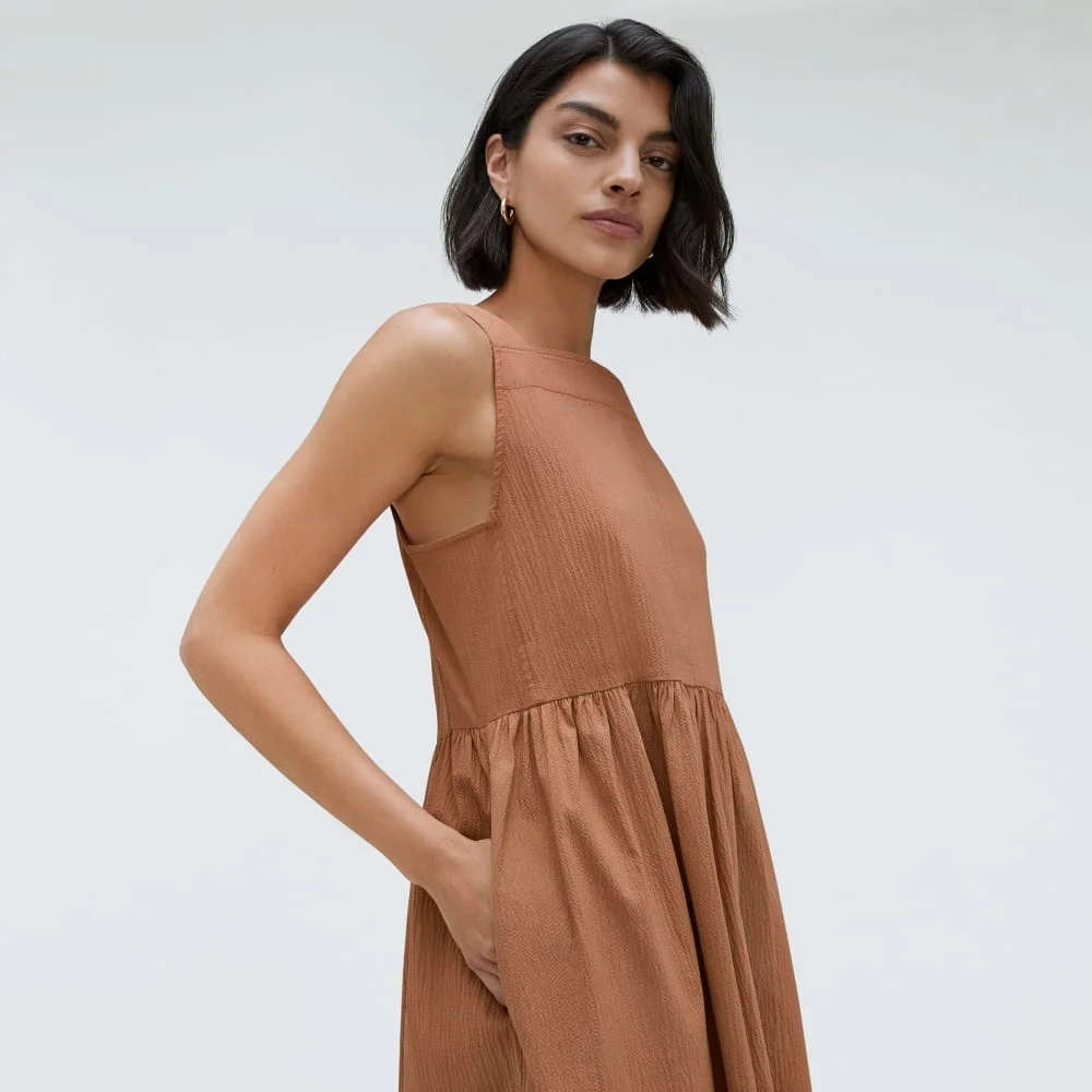 The Seersucker Midi Dress | Tawny Brown (2)