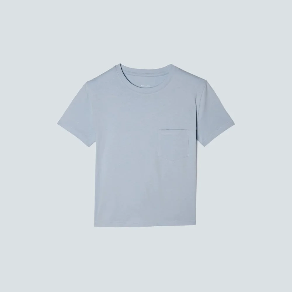 The Box-Cut Tee in Essential Cotton | Mist | Pocket