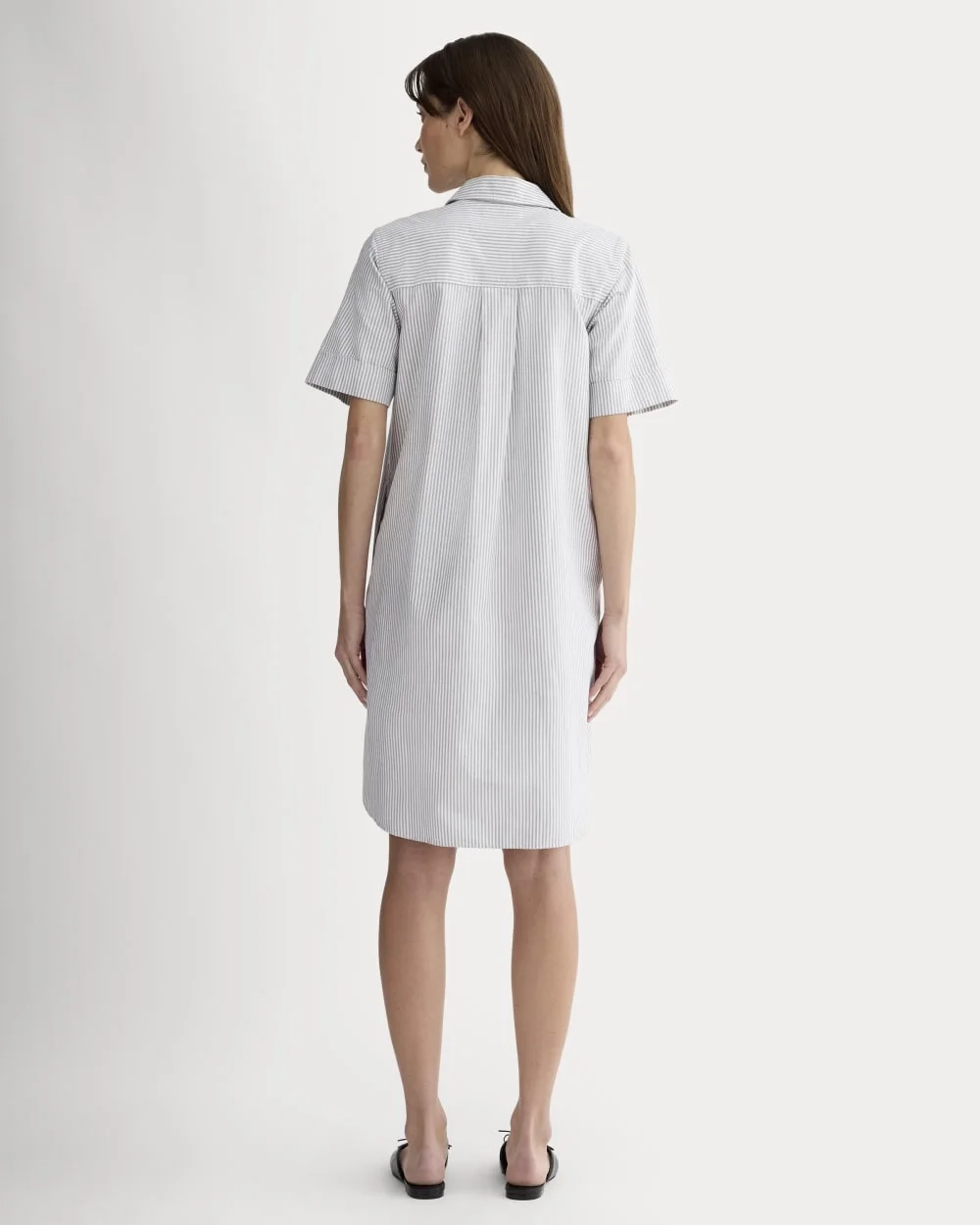 The Oxford Short-Sleeve Shirt Dress | Charcoal / White (3)