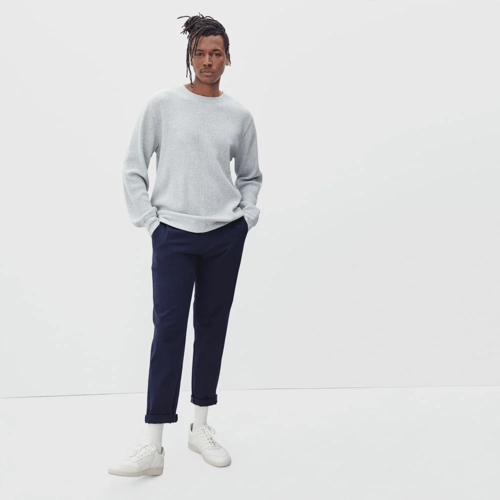 The Waffle Long-Sleeve Crew Tee | Heathered Light Grey (4)