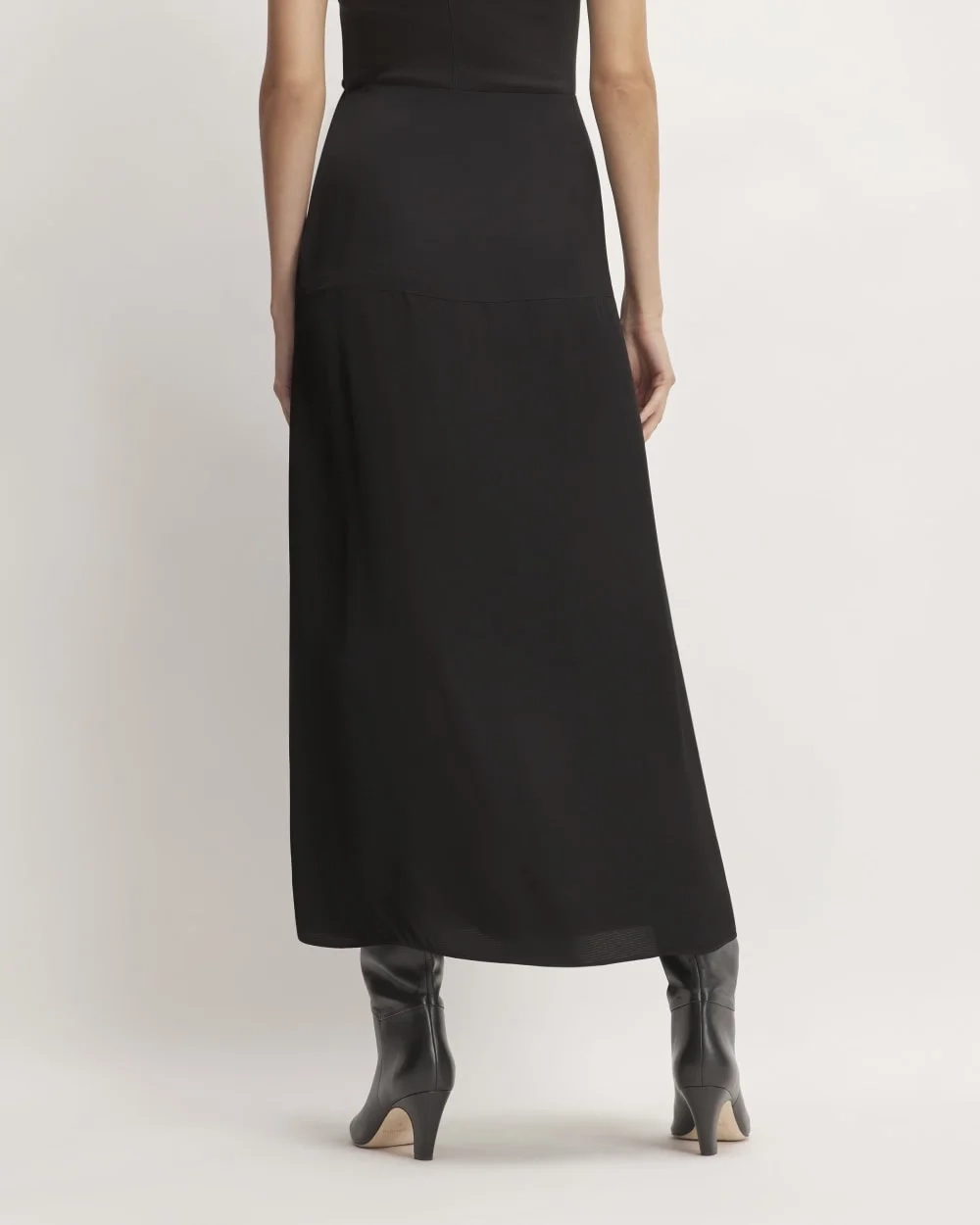 The Hammered Satin Slip Skirt | Black (4)