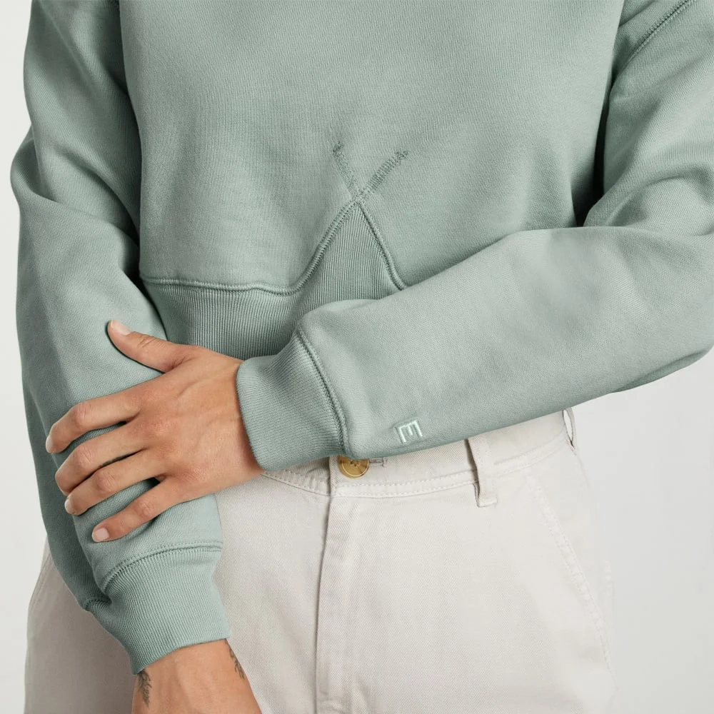 The Organic Cotton Cropped Crew | White Sage (3)
