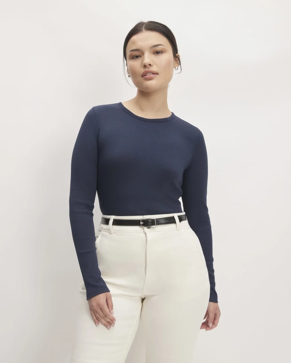 The Luxe Rib Long-Sleeve Crew | Navy
