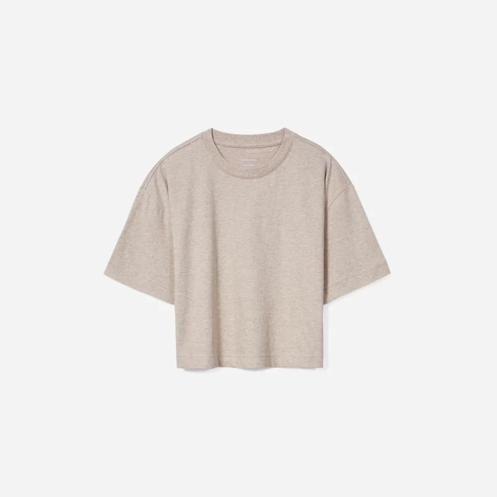 The Organic Cotton Cropped Tee | Heathered Burnt Sugar