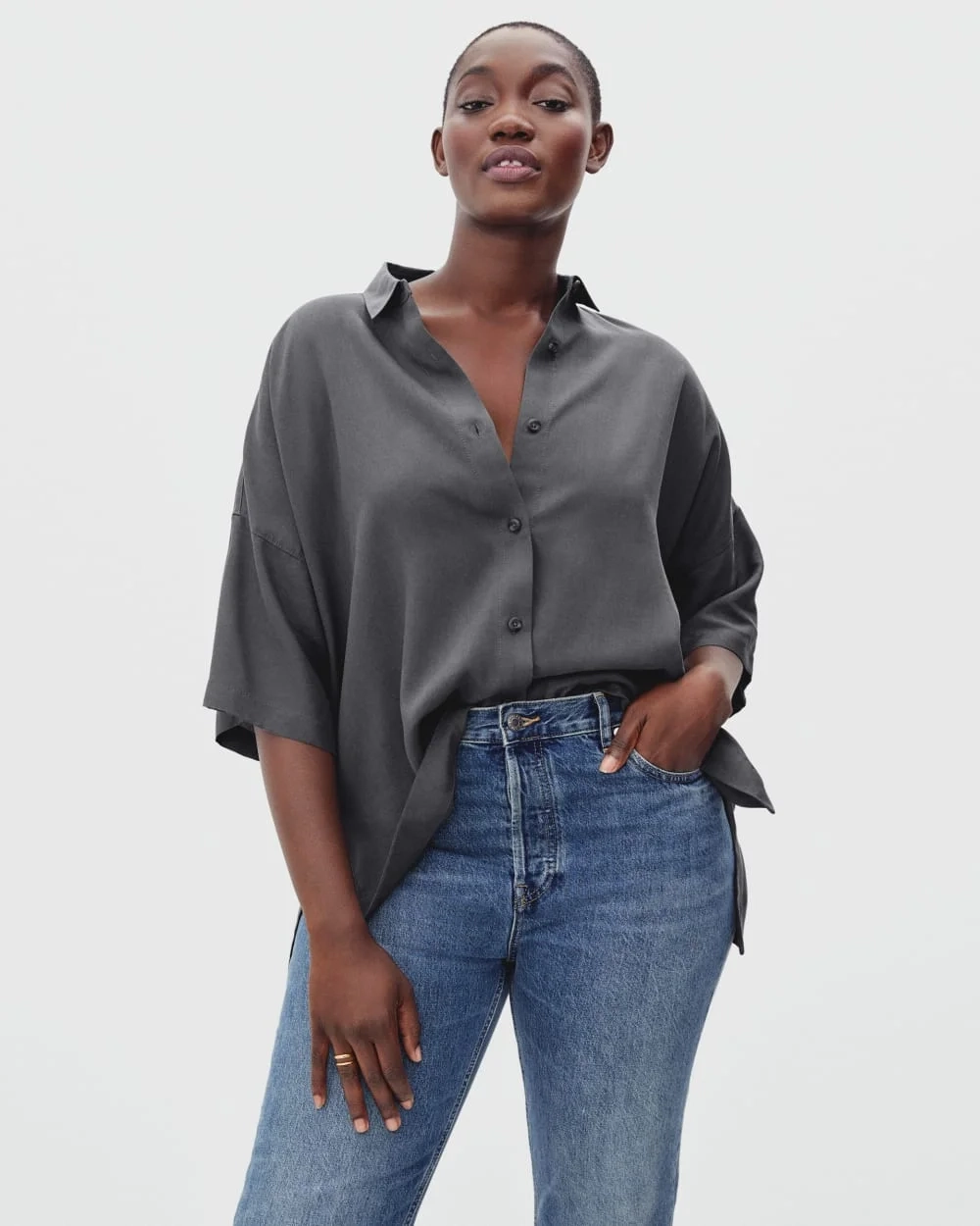 The Drapey Square Shirt | Slate Grey (3)