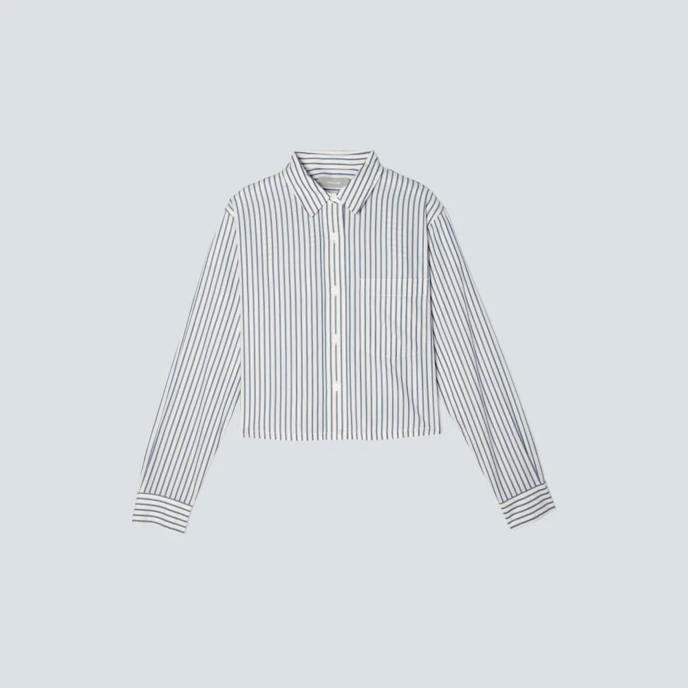 The Way-Short Shirt in Silky Cotton | Deep Blue / Canvas