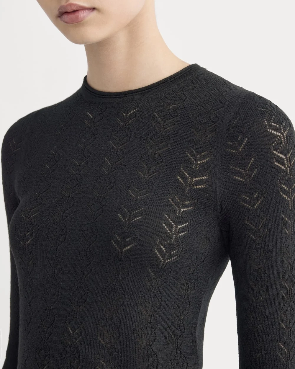 The Pointelle Crew in Ultrasoft Merino | Black (2)
