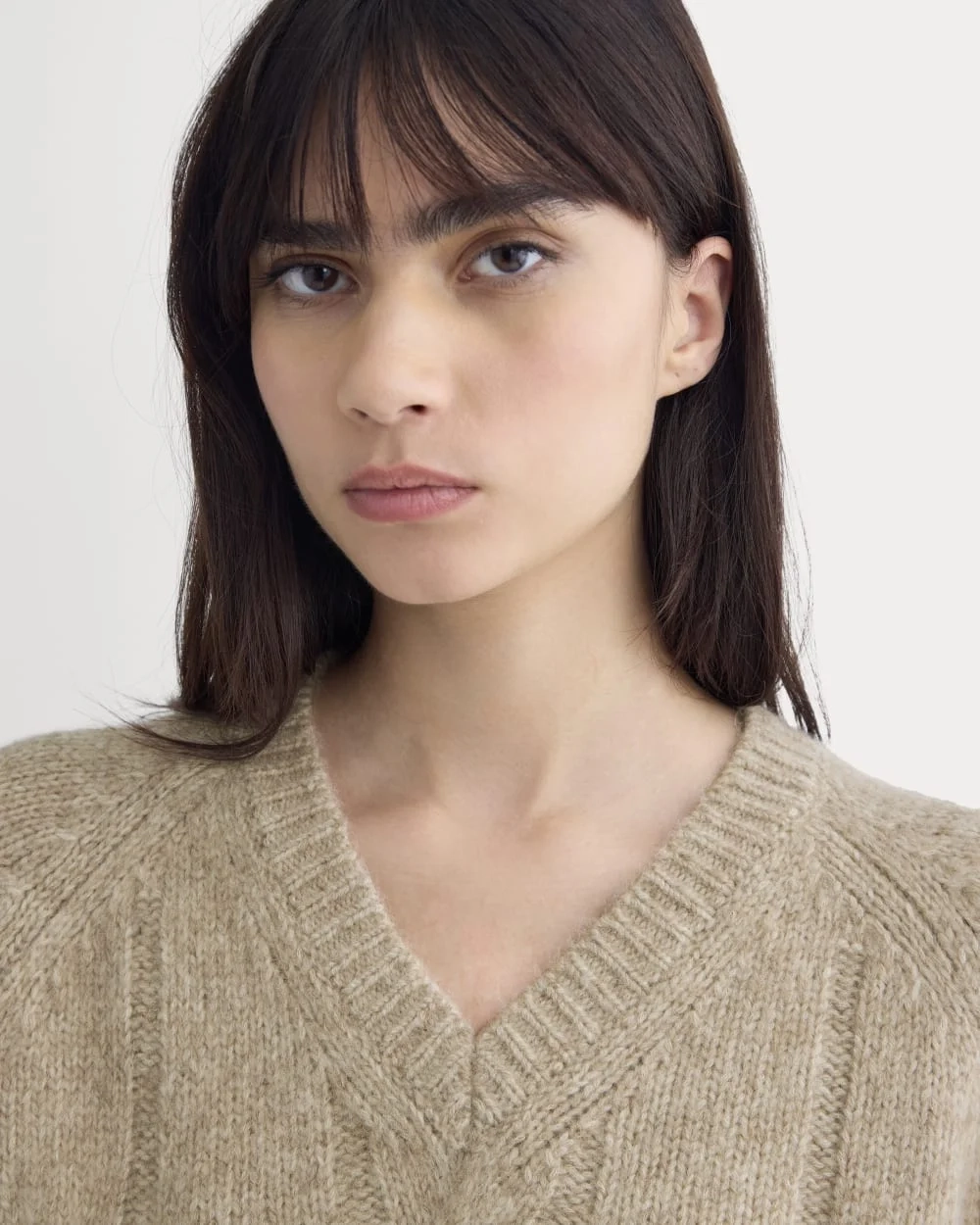Cloud Cable V-Neck Sweater | Heathered Oatmeal (2)