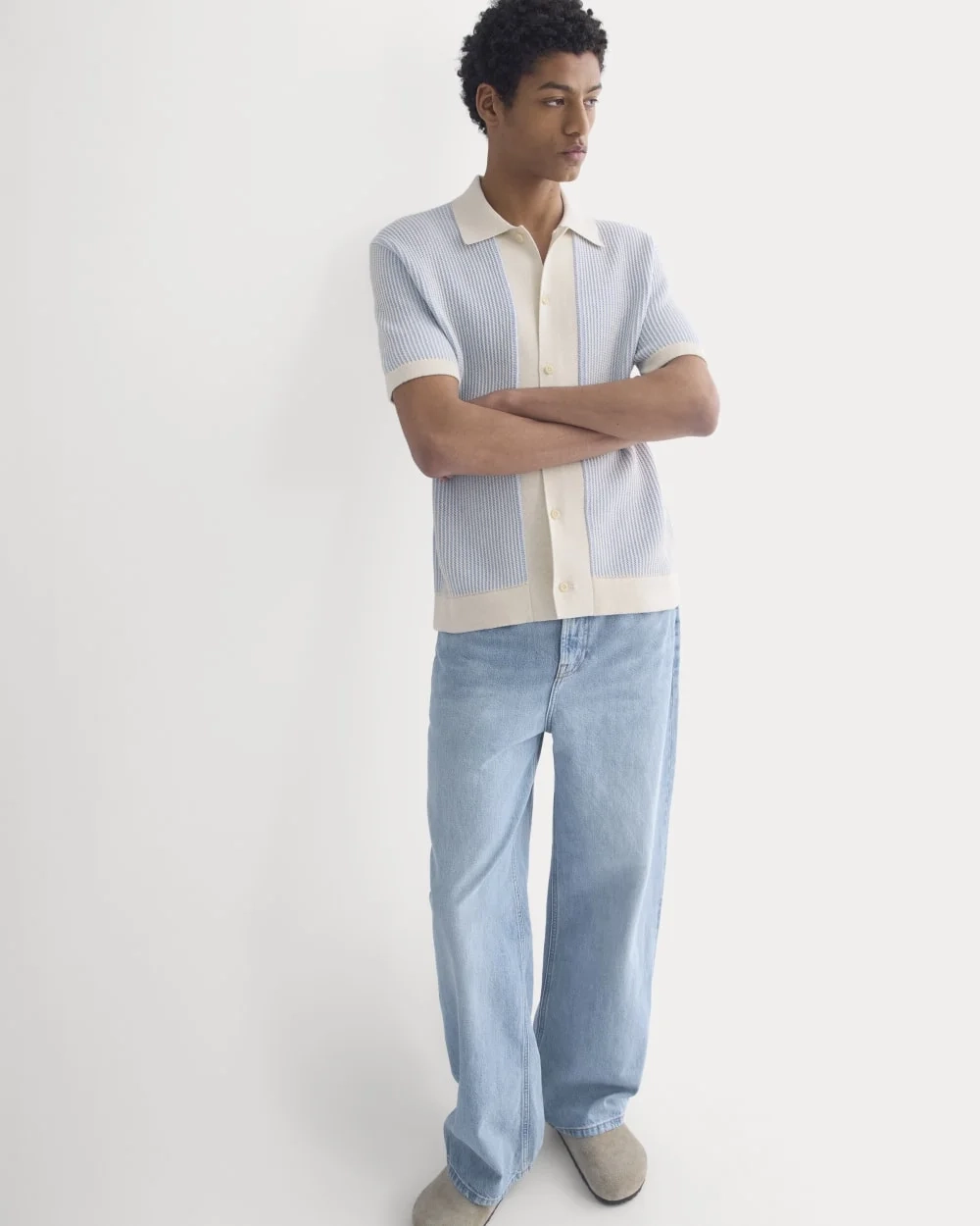 Button-Down Resort Polo | Light Heathered Oat/Open Air (4)