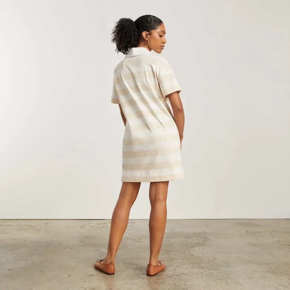 The Organic Cotton Polo Dress | Beech / Bone (2)