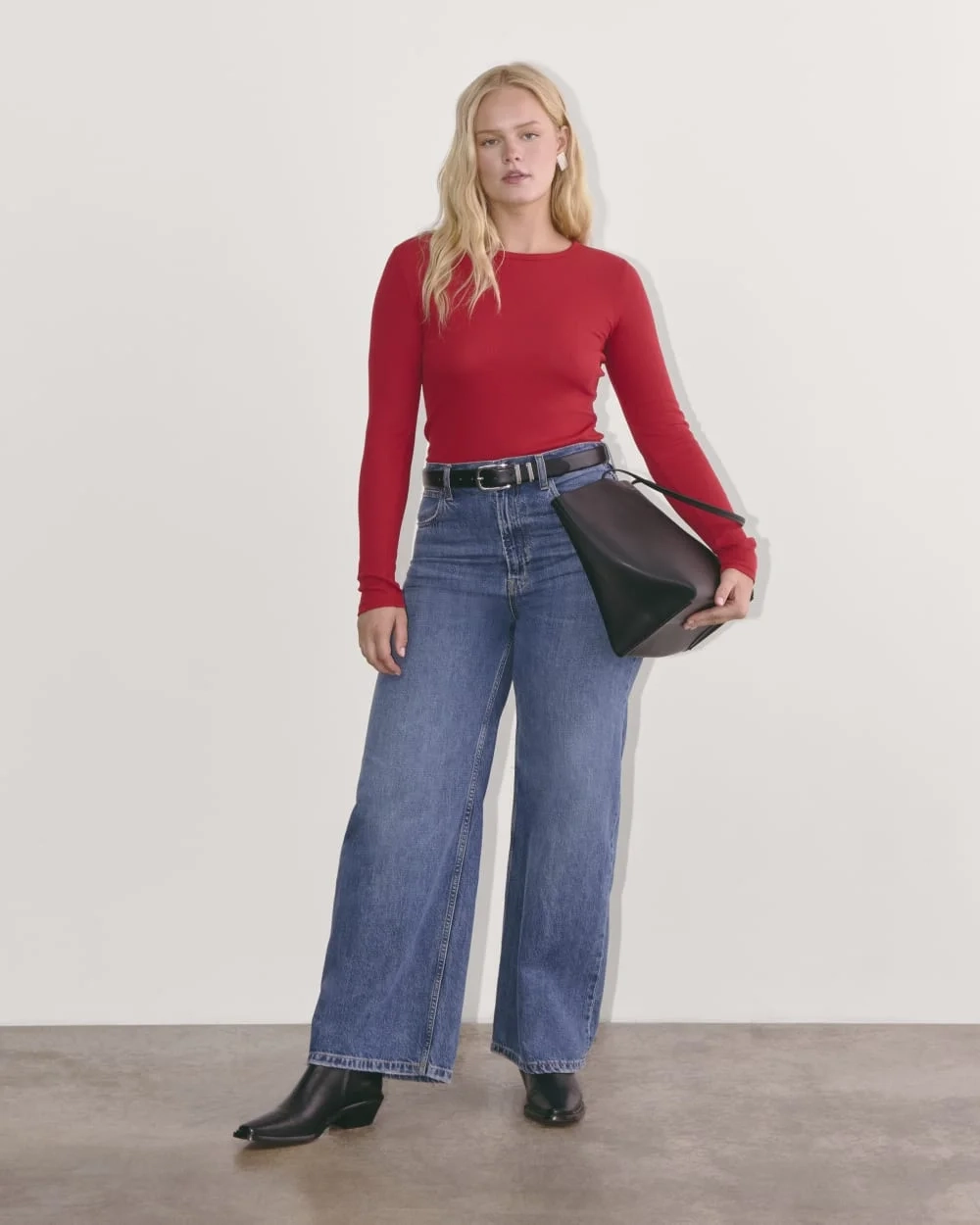 The Luxe Rib Long-Sleeve Crew | Berry Red (2)