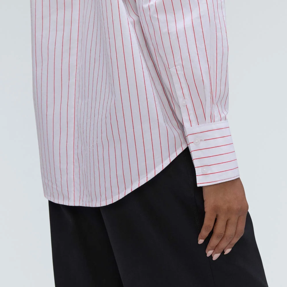 The Oversized Poplin Shirt | Equestrian Red / White (3)