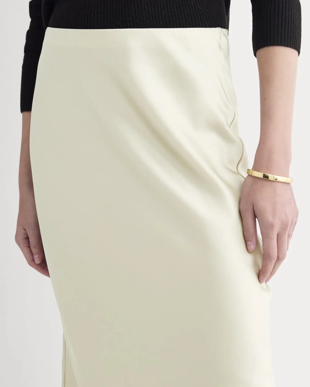Slip Skirt in Silk Charmeuse | Bone (3)