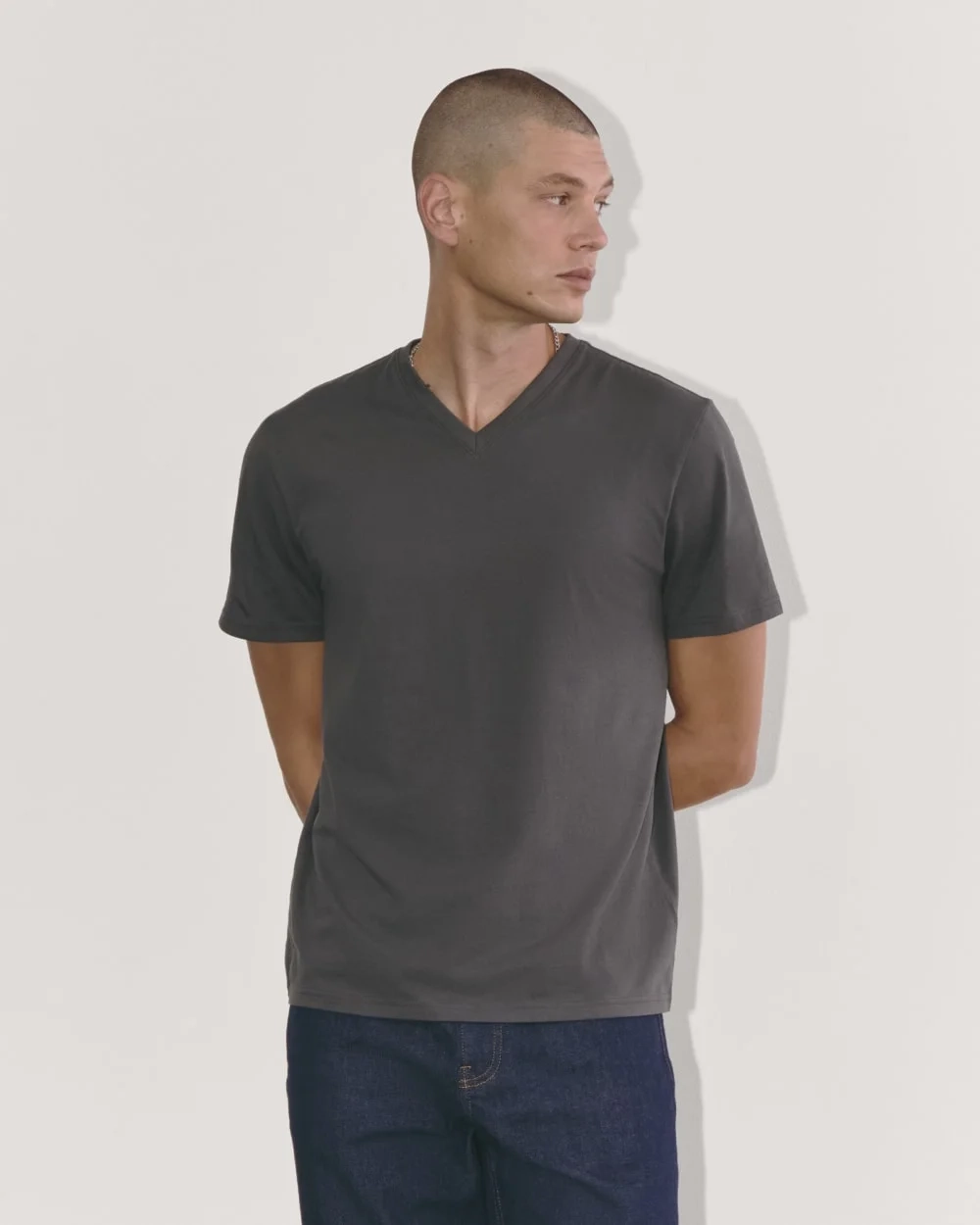 The Essential Organic V-Neck Tee | Graphite