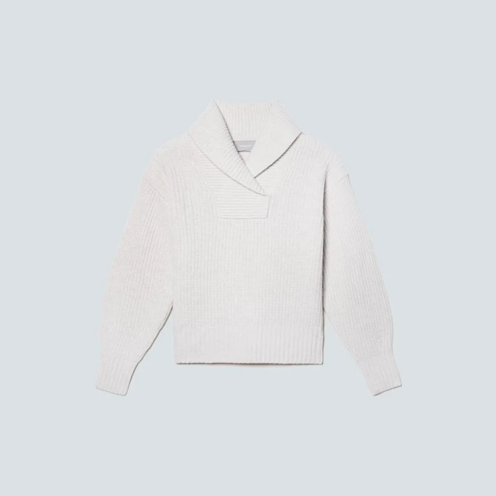 The Felted Merino Shawl Collar Sweater | Heathered Oat (3)
