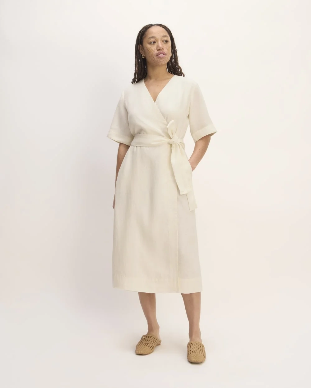The Wrap Dress in Linen | Bone