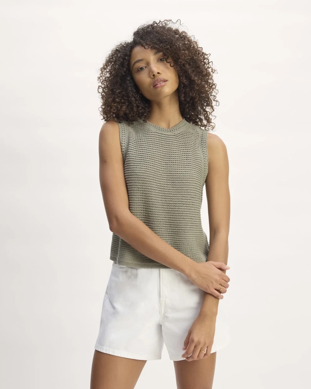 The Organic Cotton Open-Stitch Tank | Sage Green (2)