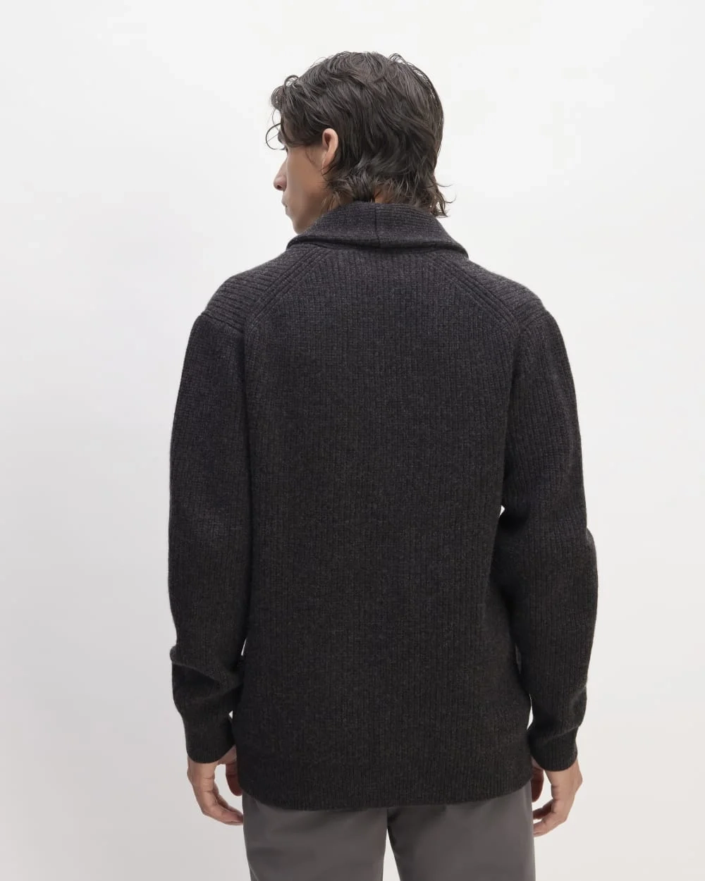The Felted Merino Shawl Collar Cardigan | Charcoal (3)