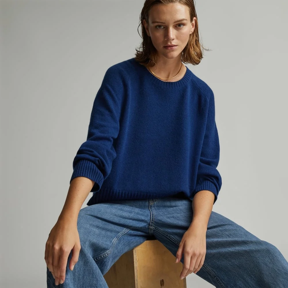 The Cashmere Boxy Crew | Bright Navy (5)