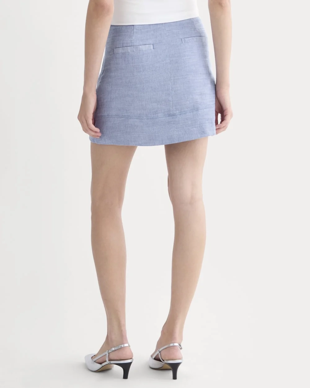The Mini Skirt in Stretch Linen | Chambray (2)