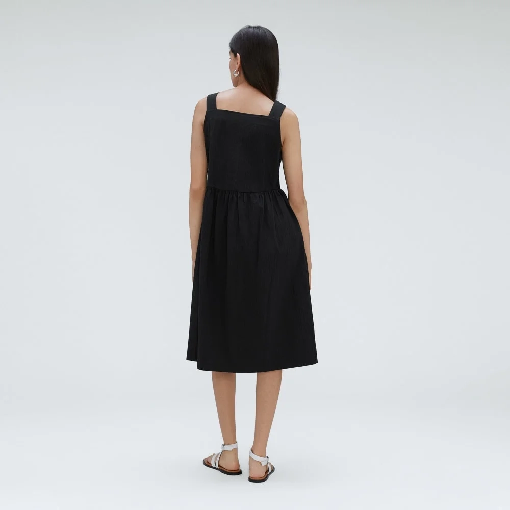 The Seersucker Midi Dress | Black (4)