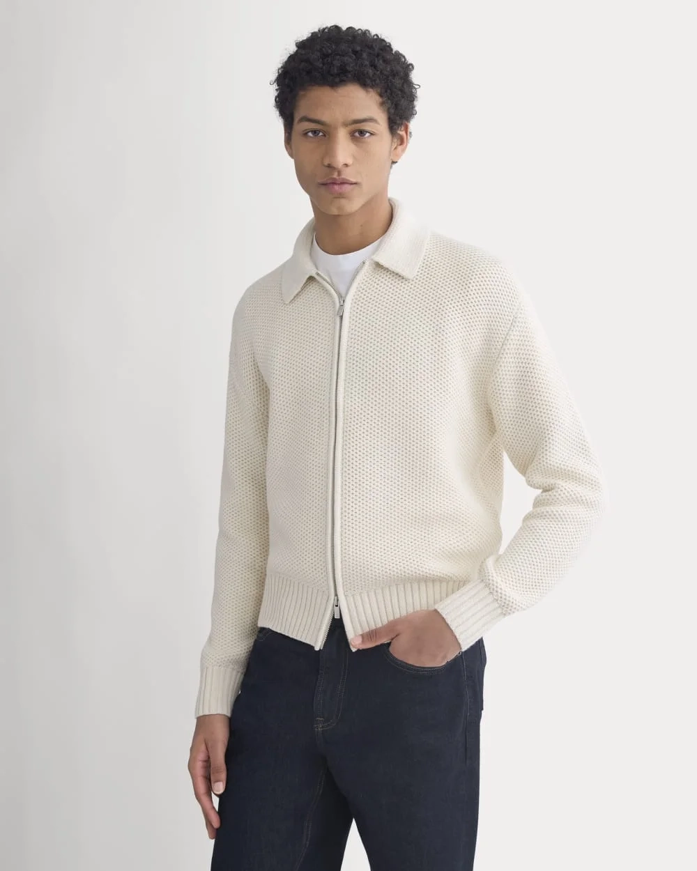 Honeycomb Sweater Jacket | Heathered Oat (5)