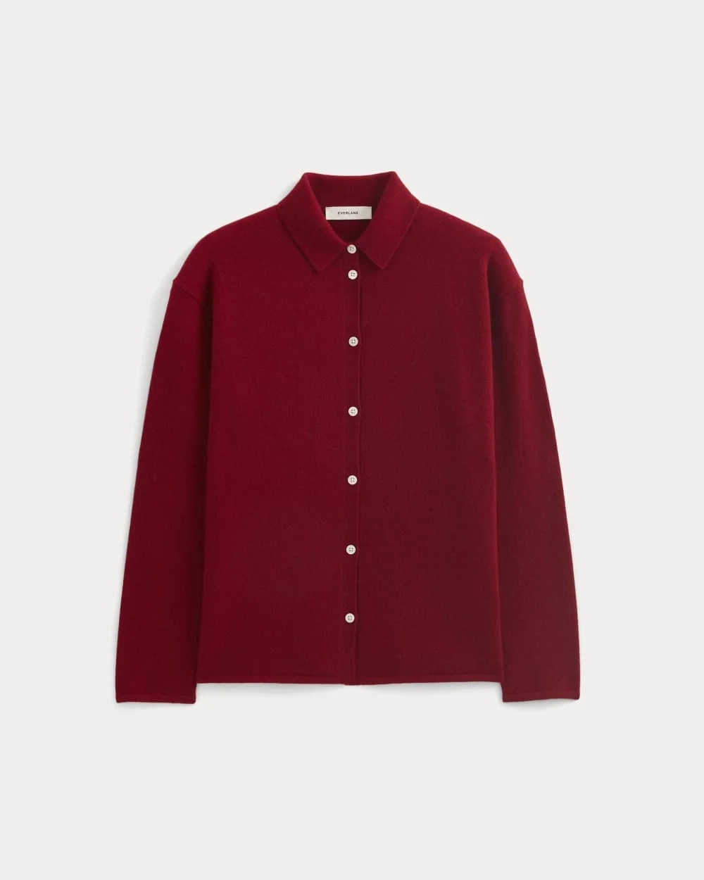 Cashmere Button-Up Shirt | Berry Red (3)
