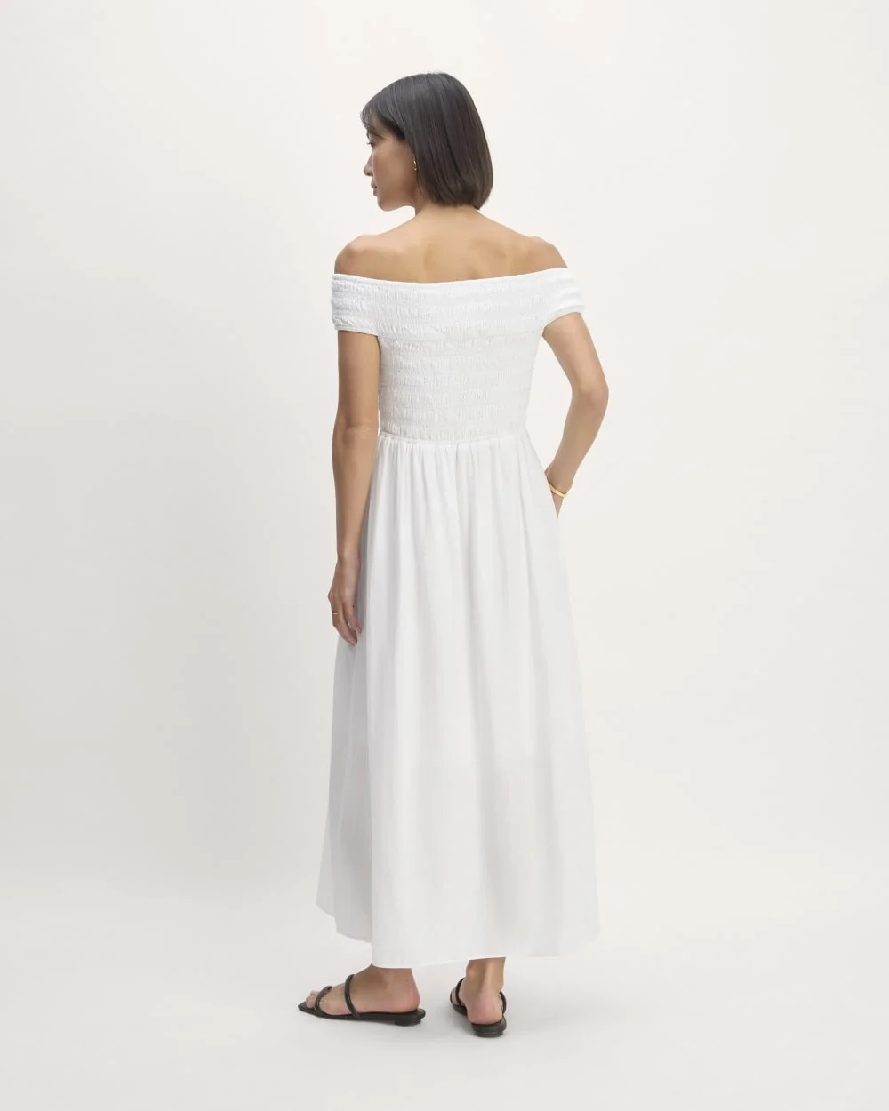 The Gauze Off-the-Shoulder Dress | White (3)