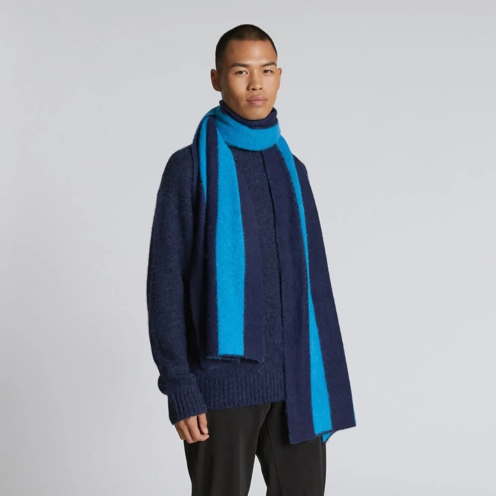 The Alpaca Patterned Scarf | Horizon Blue / Ocean Cavern (2)