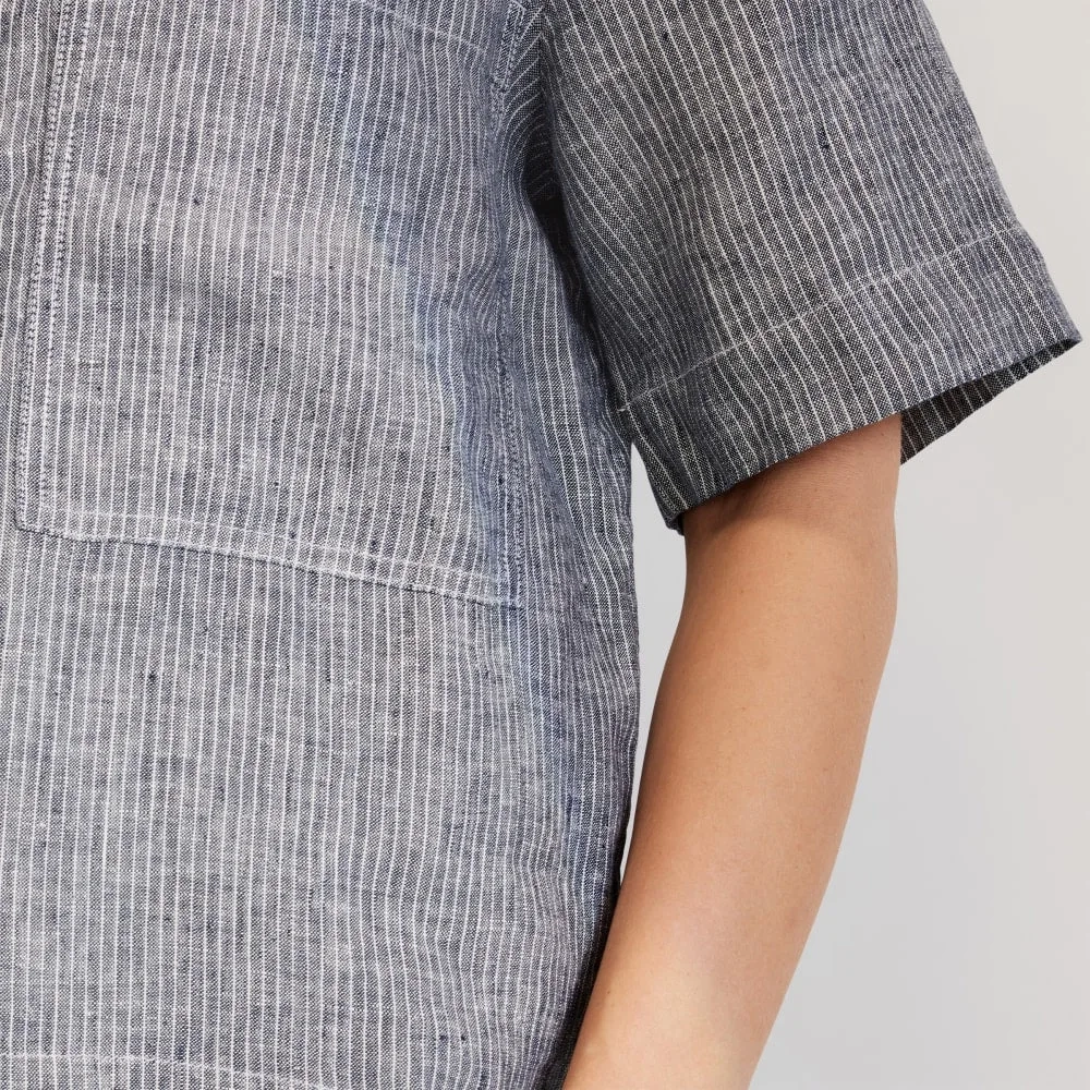 The Linen Workwear Shirt | Canvas Tan / Navy (3)