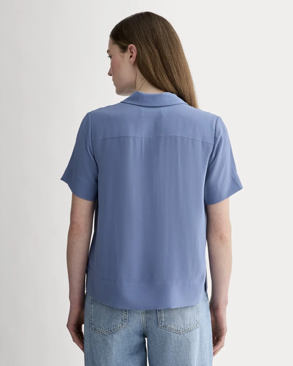 The Notch Shirt in Washable Silk | French Blue (4)