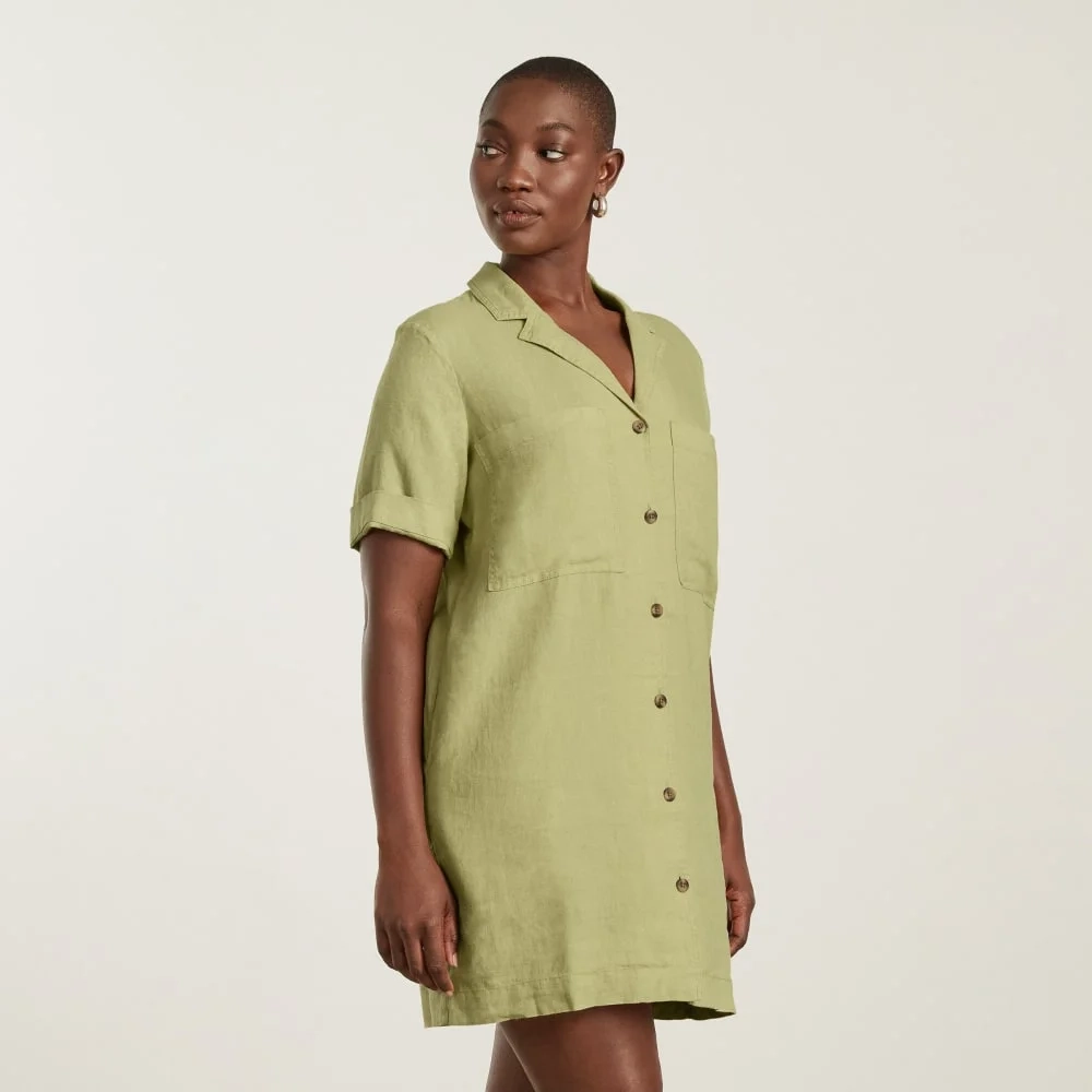 The Linen Workwear Dress | Leek (4)