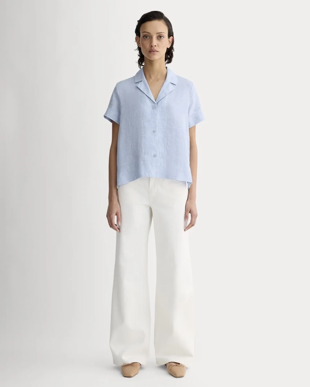 The Notch Shirt in Linen | Light Blue (3)