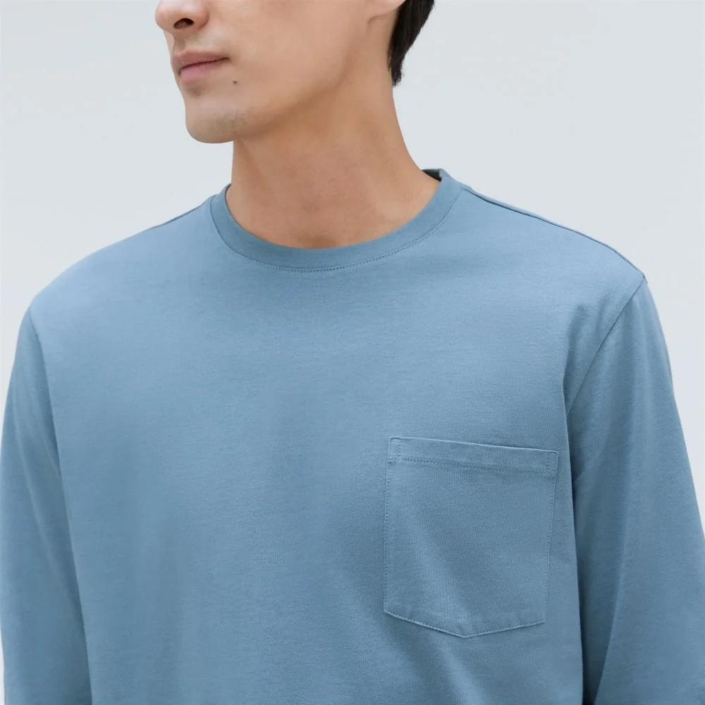 The Organic Cotton Long-Sleeve Pocket Tee | Greyish Blue (2)