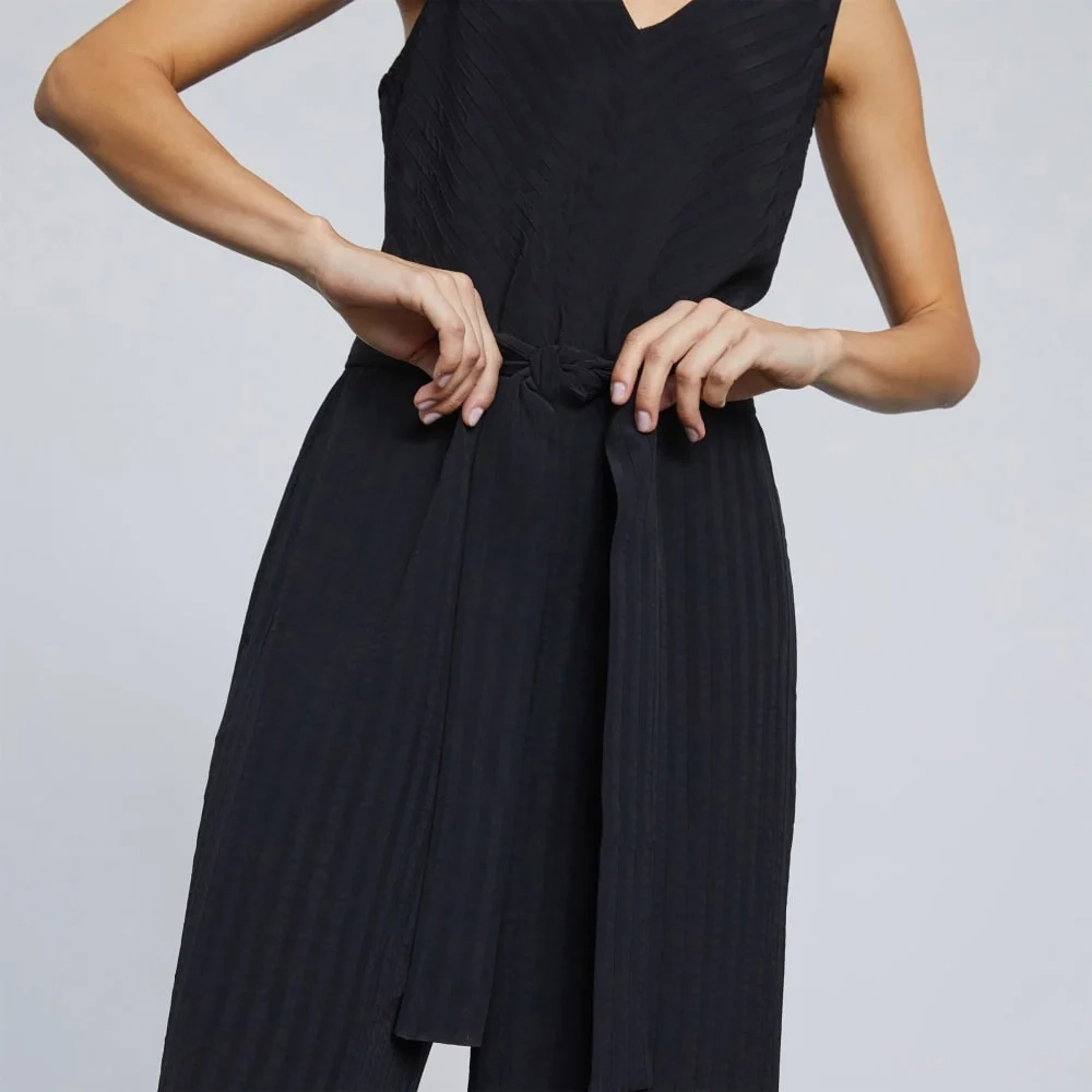 The City Stripe Draped Jumpsuit | Black (2)