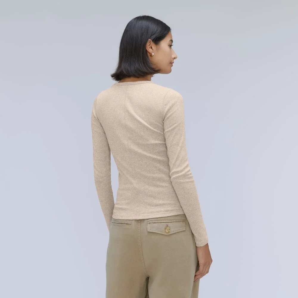 The Luxe Rib Long-Sleeve Crew | Heathered Meringue (3)