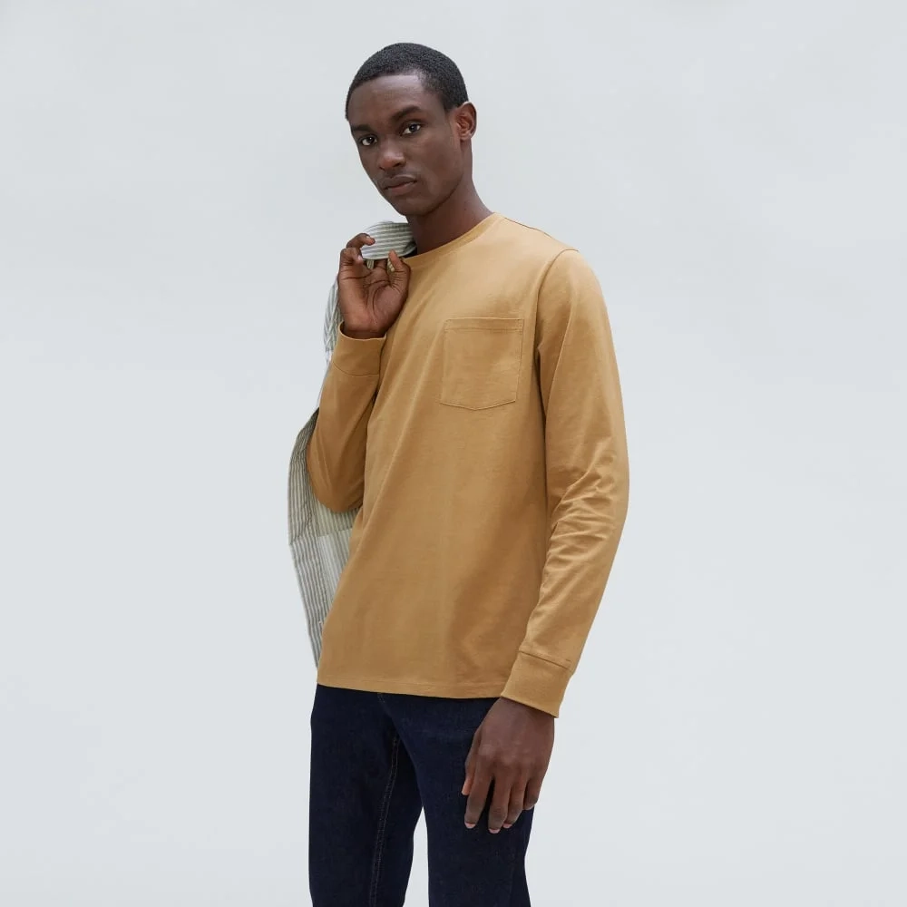 The Organic Cotton Long-Sleeve Pocket Tee | Dark Brown (2)