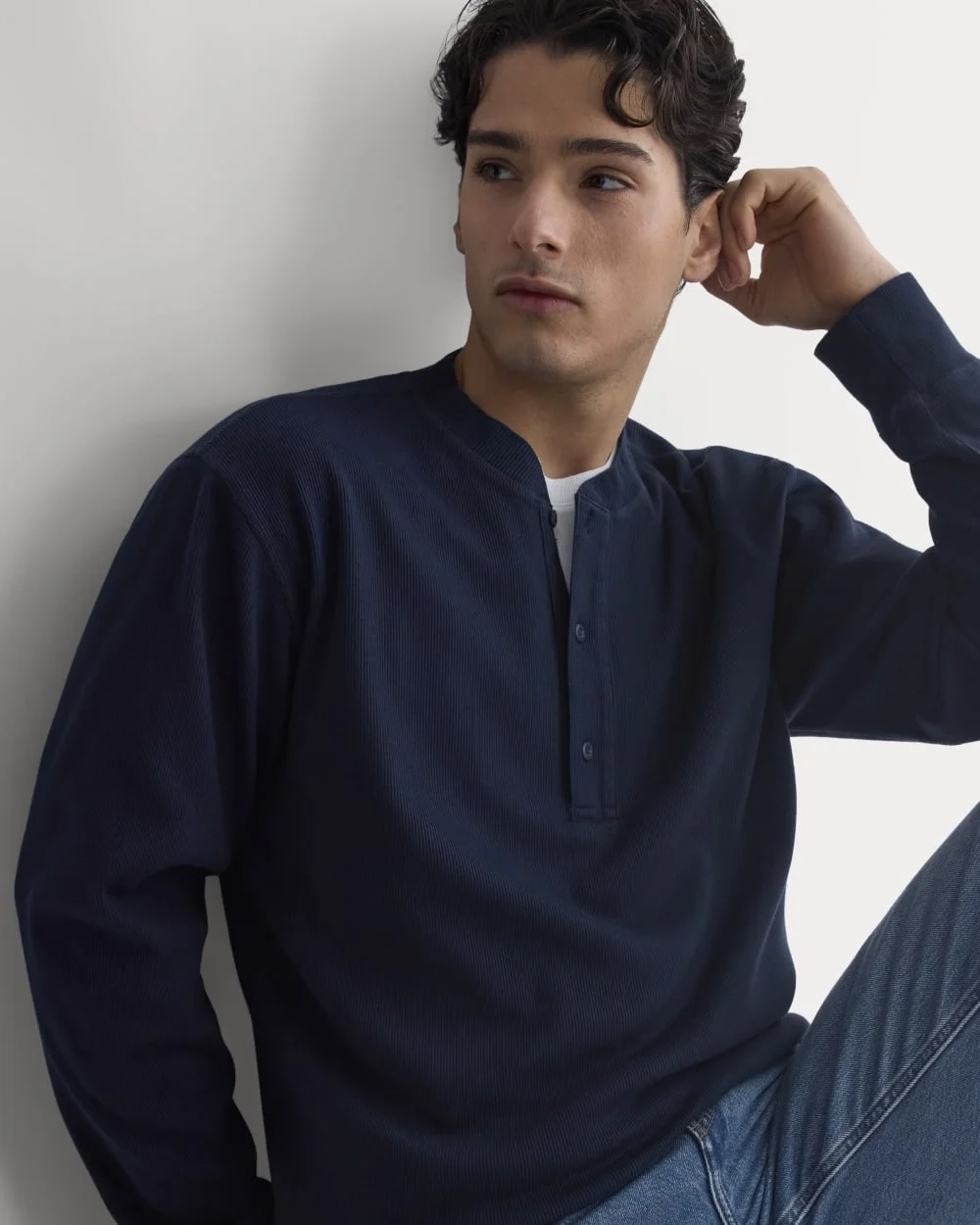Vintage Rib Henley | Navy