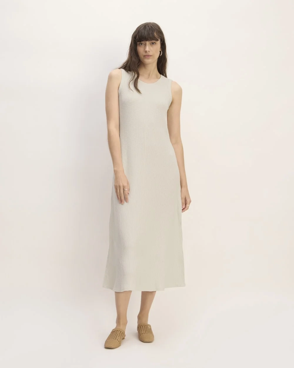 The Rib-Knit A-Line Tank Dress | Bone (3)