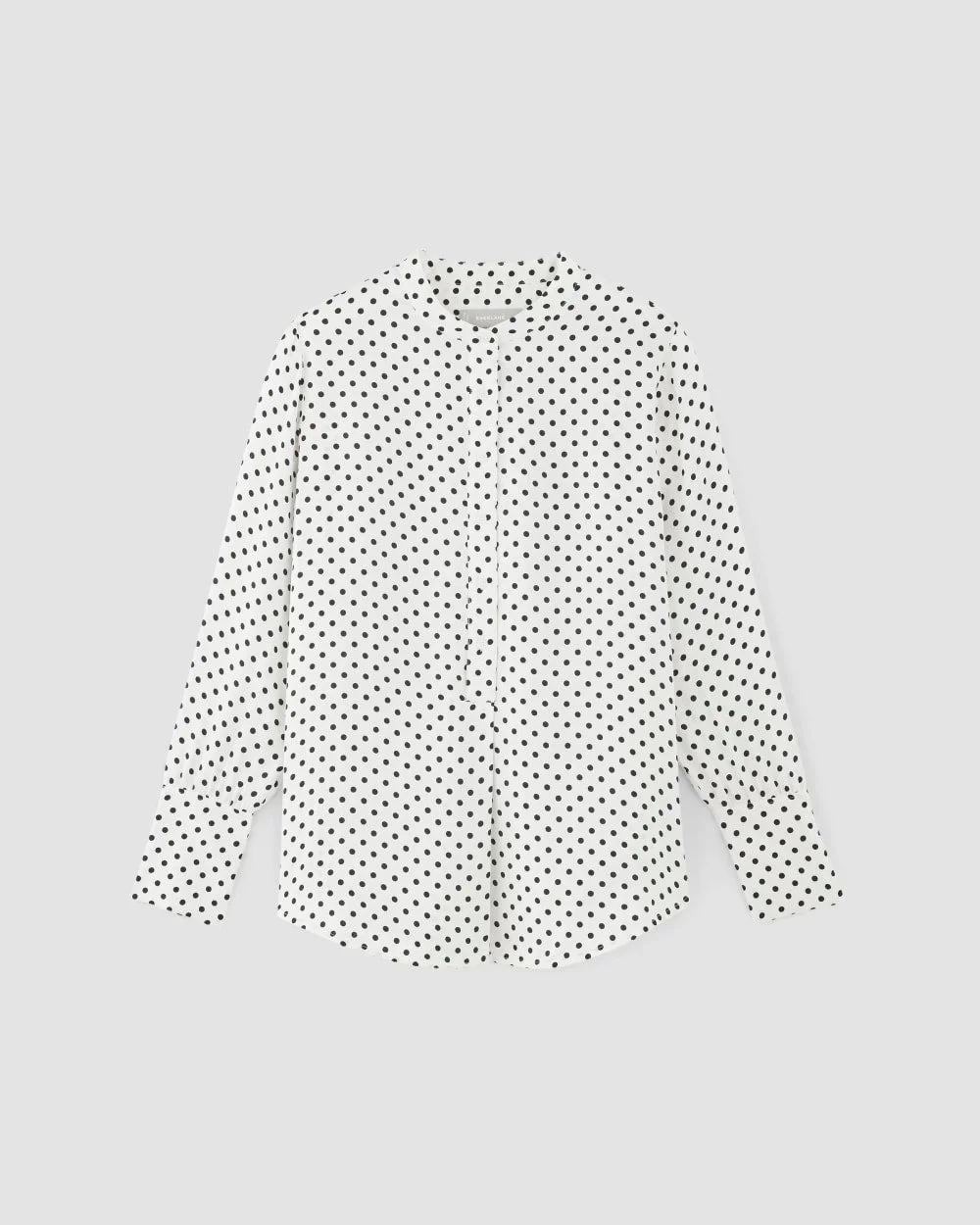 The Hammered Satin Popover Shirt | Bone / Black Polka Dot (4)