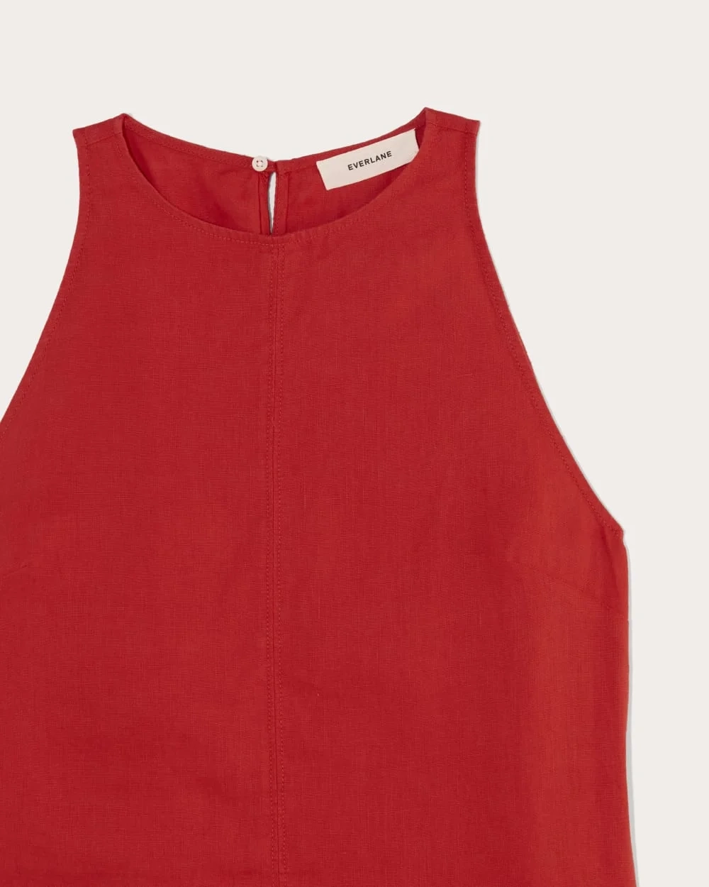 The Linen High-Neck Tank | Classic Red (5)