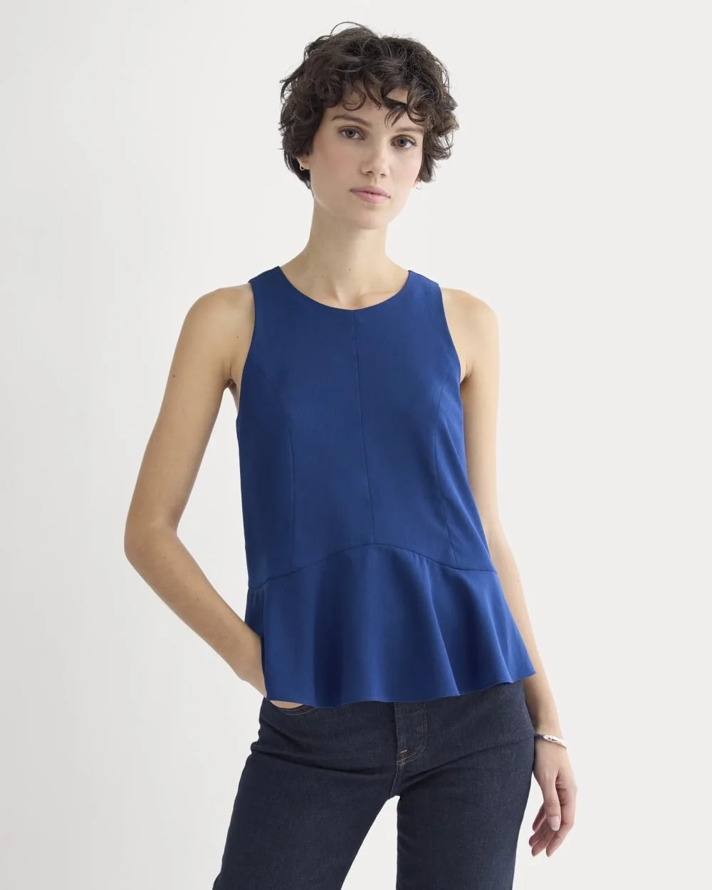 Sleeveless Peplum Top | Estate Blue (5)